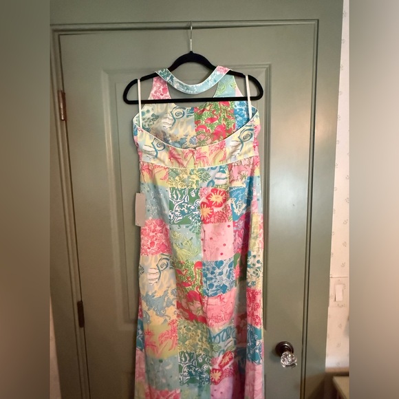Vintage (but never worn) Lilly Pulitzer Colorful Patchwork Halter Dress - Picture 2 of 5